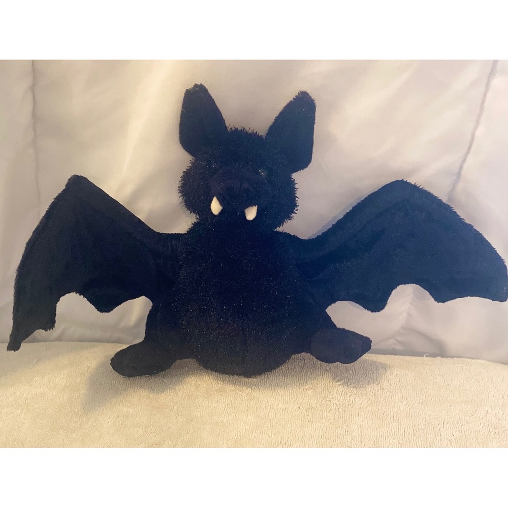 Ganz Webkinz Bat Black Plush Tinsel Fur Halloween W Foot Logo NO CODE